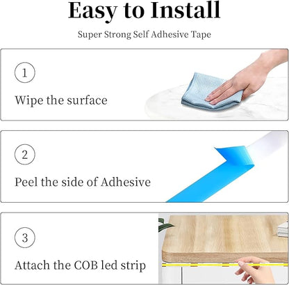 iNextStation COB LED Strip Light Warm White 3000K 16.4ft/5M DC12V CRI 93+ Flexible LED Tape Lights 8mm for Bedroom, Kitchen, TV Backlight, Cabinet, Stage, Home DIY Lighting Decor(No Plug)