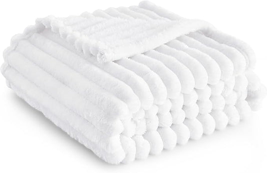 Bedsure GentleSoft White Twin XL Blanket for Bed - Cozy Soft Blankets for Women, Cute Small Fleece Throws for Girls, Birthday Gifts for Women Decor Gifts for Mom, White, 66x90 Inches
