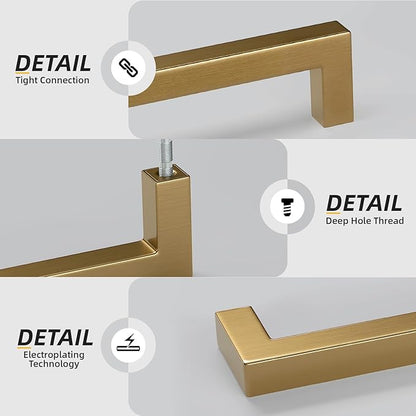 goldenwarm 25 Pack Champagne Gold Cabinet Pulls 3-1/2 Inch Gold Cabinet Handles Champagne Bronze Drawer Pulls Brushed Bronze Drawer Handles Kitchen Dresser Hardware