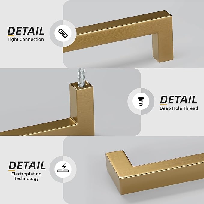 goldenwarm 15 Pack Champagne Bronze Cabinet Pulls Gold Cabinet Handles 5 Inch Champagne Drawer Pulls Brushed Bronze Drawer Handles Kitchen Dresser Hardware T Bar Square Hardware for Dresser Bedroom