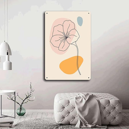 Metal Signs Abstract Flower Line Art Suitable for Home Bar Cafe Farmhouse Decoration8x12inch Tin Sign
