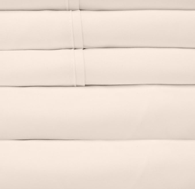 Full Size Bed Sheets - 6 Piece 1500 Supreme Collection Fine Brushed Microfiber Deep Pocket Full Sheet Set Bedding - 2 Extra Pillow Cases, Great Value, Full, Beige
