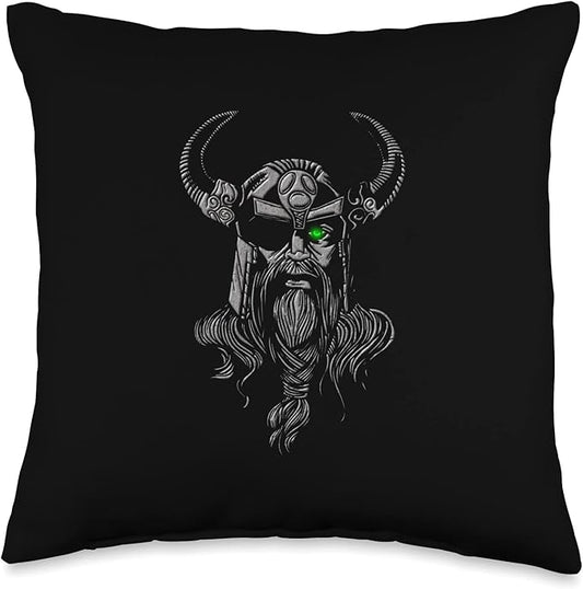 Nordic Country & Celtic Mythology Designs Viking Norway Norwegian Scandinavian Valhalla God King Throw Pillow, 16x16, Multicolor