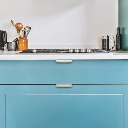 Ravinte Hardware 30 Pack Silver Cabinet Handles, 3.15 Inch (80mm) Finger Edge Pulls, 2-1/2 Inch Hole Center, Finger Pulls for Cabinets