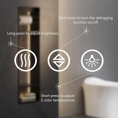 DUMOS 32"x 25" LED Bathroom Mirror with Lights, Anti-Fog Front Lit Backlit Lighted Wall Mounted Mirrors with Memory Function for Vanity, Makeup