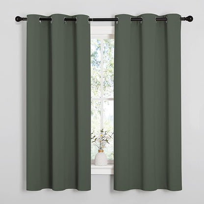NICETOWN Blackout Curtain Panels, Home Decoration Thermal Insulated Solid Grommet Blackout Drape for Dining Room (Dark Mallard, 1 Pair, 42 by 63-Inch)