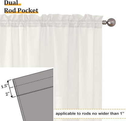 Aiyufeng Ivory Sheer Curtains 90 Inches Long, Light Filtering Rod Pocket Solid Color Window Sheer Curtain Panels, Elegant Curtains & Drapes for Living Room, Bedroom 2 Panels (Ivory, 59" W x 90" L)