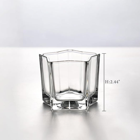 Letine 8pcs Clear Star Tea Light Candle Holders - Glass Votive Holders for Diwali, Wedding Centerpiece, Fall & Holiday Decor - Lucky Star Jar Starlight Vessels (2.44" H, 1.45" Base)