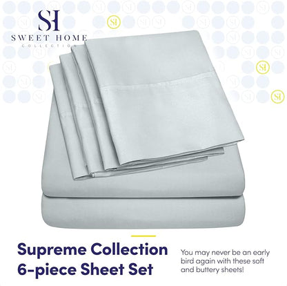 Full Size Bed Sheets - 6 Piece 1500 Supreme Collection Fine Brushed Microfiber Deep Pocket Full Sheet Set Bedding - 2 Extra Pillow Cases, Great Value, Full, Porclain Blue
