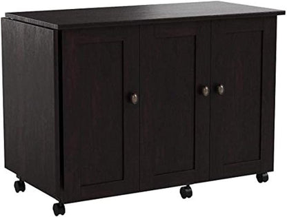 Sauder Miscellaneous Storage Easy Rolling Sewing and Craft Table/Cart/ Pantry cabinets, Cinnamon Cherry finish
