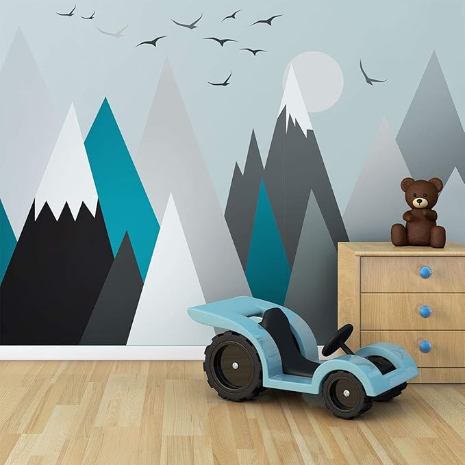 Ambiance Stickers Scandinavian Nordic Mountains Wall Decals, DIY Home Decor, Peel and Stick Removable Stickers, Waterproof and Self Adhesive Wall Art - H60 x L115 CM