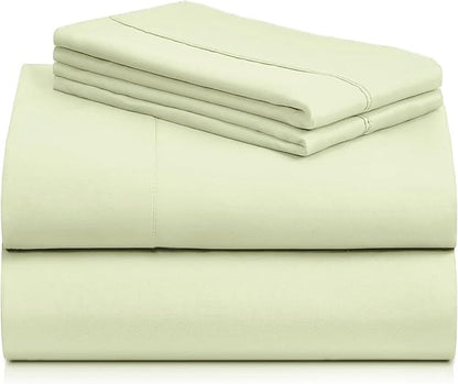 LuxClub 4 PC Sheet Set Bed Sheets Deep Pockets 16" Eco Friendly Wrinkle Free Cooling Machine Washable Hotel Bedding Silky Soft - Sage Green California King