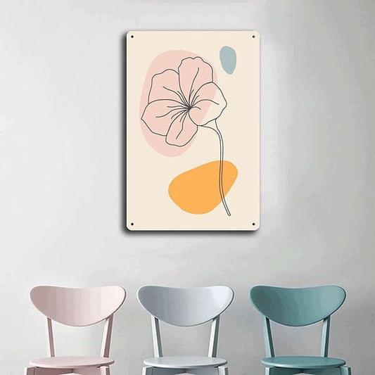 Metal Signs Abstract Flower Line Art Suitable for Home Bar Cafe Farmhouse Decoration8x12inch Tin Sign