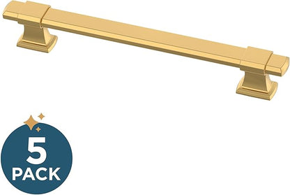 Franklin Brass Adjusta-Pull (5-Pack) Adjustable Drawer Pulls | Fits 1-3/8 to 6-5/16 Inch Hole Centers | Modern Gold Cabinet Handles| Chamfered Edge P49107-117-B
