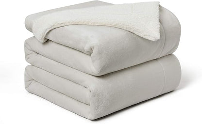 Walensee Sherpa Fleece Blanket (Throw Size 50”x60” Silver Grey) Plush Throw Fuzzy Super Soft Reversible Microfiber Flannel Blankets for Couch, Bed, Sofa Ultra Luxurious Warm and Cozy for All Seasons