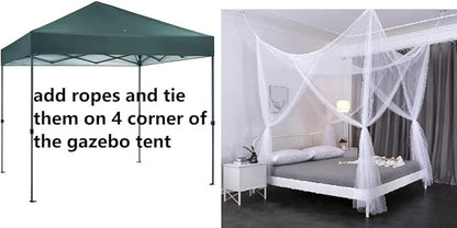 OctoRose Four Post Mosquito Net for Bed Canopy -Fits Queen, King, California King Beds-Indoor & Outdoor Use- SageGreen