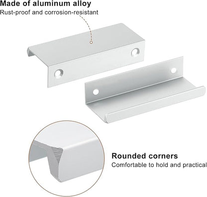 uxcell Cabinet Finger Edge Pull, 8pcs 80mm / 3.15" Aluminum Alloy Back Mount Hidden Cabinet Pulls Concealed Handle for Home Kitchen Drawer Cabinet, Silver