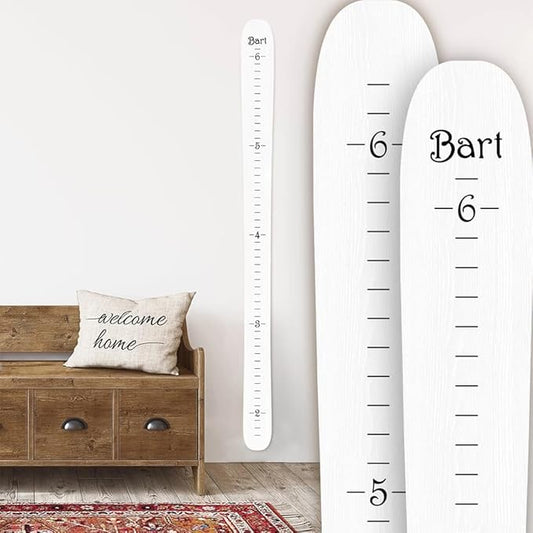 Headwaters Studio Personalized Ski Growth Chart - Wooden Growth Chart for Kids Room & Home Decor, Ski-Themed Wall Decor, Personalized Wooden Ski Ruler White - 58"" x 4.5""
