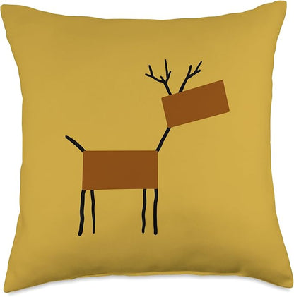 Cute Scandinavian Animals Designs Chic Deer Moose Scandinavian Elk Minimalism Reindeer Throw Pillow, 18x18, Multicolor