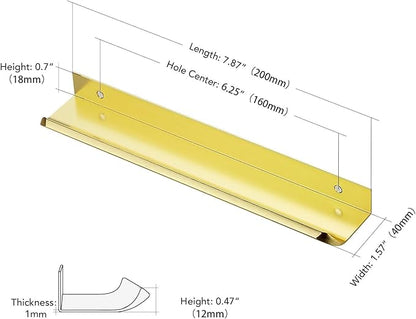 Ravinte Hardware 30 Pack Gold Cabinet Handles, 7.8 Inch (200mm) Finger Edge Pulls, 6-1/4 Inch Hole Center, Finger Pulls for Cabinets