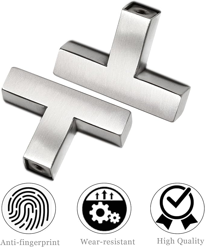 Bar Cabinet Pulls - 30 Pack Square Brushed Nickel Drawer Knobs, Stainless Steel Single Hole Cabinet Handles