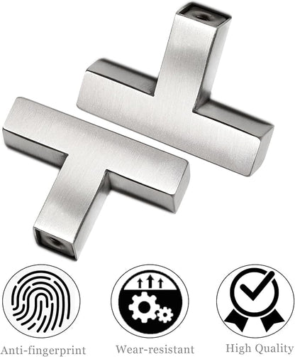 Cabinet Pulls Single Hole Cabinet Handles, 50 Pack Square Brushed Nickel Bar Cabinet Pulls Drawer Cabinet Knobs Cupboard Hardware Cabinet Handles, Stainless Steel Single Hole Cabinet Knobs