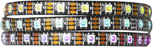 BTF-LIGHTING WS2812B IC RGB 5050SMD Pure Gold Individual Addressable LED Strip 3.28FT 60LED 60Pixel/m Flexible Full Color IP65 DC5V for DIY Chasing Color Project(No Adapter or Controller)