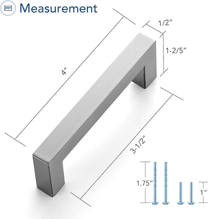 Ravinte 15 Pack Brushed Nickel Kitchen Cabinet Handles 3-1/2 Inch Cabinet Pulls Square Kitchen Hardware for Cabinet Drawer Pulls Drawer Handles Come with Screwdriver