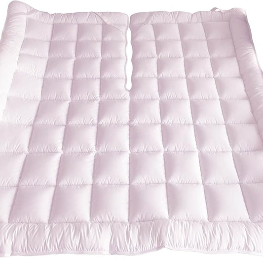 Royal Hotel Bedding Mattress Topper, Top-Split-King, 2 Inches Hypoallergenic Overfilled Down Alternative Anchor Bands Mattress Topper