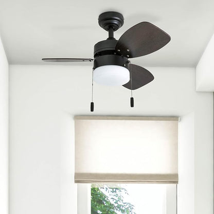 Honeywell Ceiling Fans Ocean Breeze Modern 30 Inch Ceiling Fan with Light, Pull Chain LED Indoor Fan with 3 Blades, Dark Brown Chestnut and Light Oak Blade Finish Options, Bronze (50602-01)