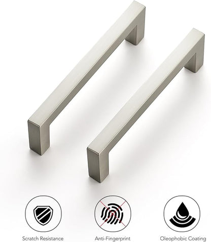 Ravinte 20 Pack Solid 3-1/2 Inch Center to Center Slim Square Bar Dresser Drawer Handles Kitchen Cabinet Handles Brushed Nickel Drawer Pulls Kitchen Cabinet Hardware Pulls