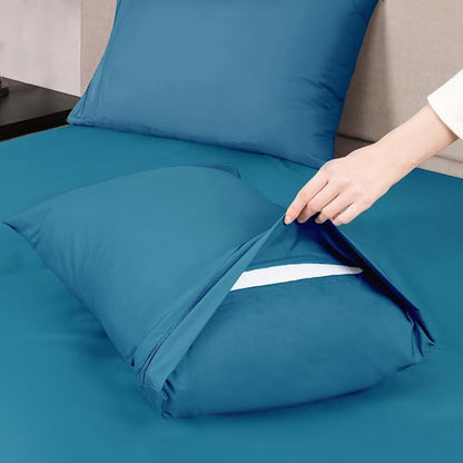 Mejoroom Twin Sheet Set - Hotel Collection Twin Sheets - Bedding Sheets & Pillowcases with Deep Pocket Fitted Sheet, Breathable, Wrinkle & Fade Resistant - 3 Piece(Peacock Blue)