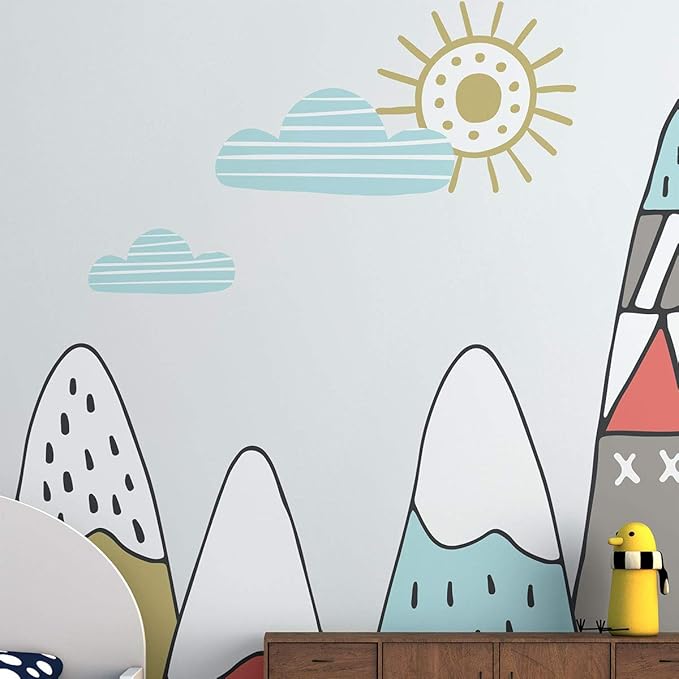 Ambiance Stickers Scandinavian Ivka Mountains Wall Decals, DIY Home Decor, Peel and Stick Removable Stickers, Waterproof and Self Adhesive Wall Art - H80 x L110 CM