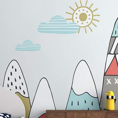 Ambiance Stickers Scandinavian Ivka Mountains Wall Decals, DIY Home Decor, Peel and Stick Removable Stickers, Waterproof and Self Adhesive Wall Art - H80 x L110 CM