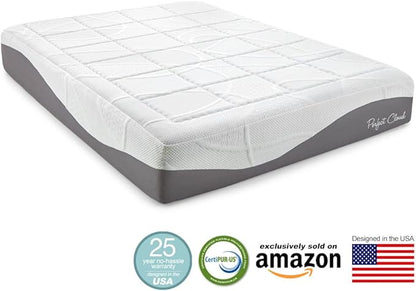 Perfect Cloud Made in The USA Elegance Plush Gel-Infused 12 inch Memory Foam Mattress - Pressure Relieving - Bed-in-a-Box (Full)