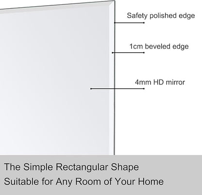 Ruomeng Wall Mirror Beveled Edge Frameless Mirror 24” x 36" Accent Mirror for Bathroom Vanity and Entryway