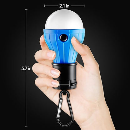 Tent Lamp Portable LED Tent Lights Blue 4 Packs Hook Hurricane Emergency Lights LED Camping Lights Bulb Camping Tent Lanterns Camping Equipment for Camping Hiking Backpacking Fishing Outage