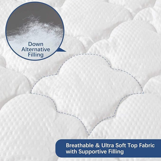 Twin Air Mattress Pad Sheets Cover, Air Mattress Topper Protector Plush Quilted, Soft Breathable and Noiseless Down Alternative Mattress Pad with Deep Pocket Fits Up to 16 inch Mattress