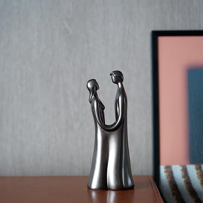 Couple Statue, Romantic Embrace Figurine - Elegant Home Decor for Living Room, Office Desk - Unique Anniversary & Valentine's Day Gift Idea for Her/Him, Wife/Husband - Resin with Premium Finish, 7.48"