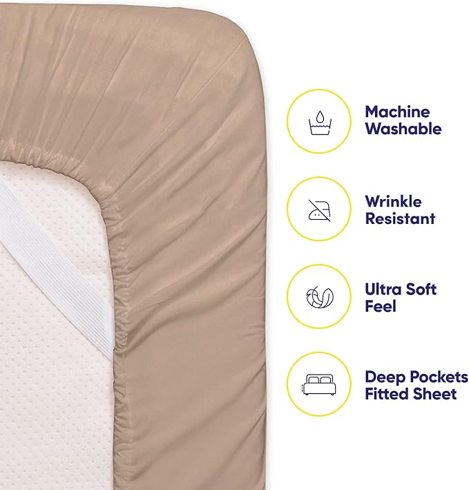 Sweet Home Collection 6 Piece 1500 Supreme Collection Brushed Microfiber Deep Pocket Sheet Set-2 Extra Pillow Cases, Great Value, Rv Short Queen, Taupe