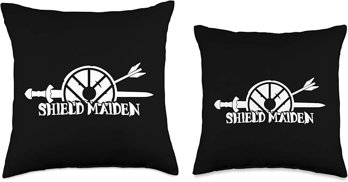 Viking Shield Maiden Scandinavian folklore Female Warrior Throw Pillow