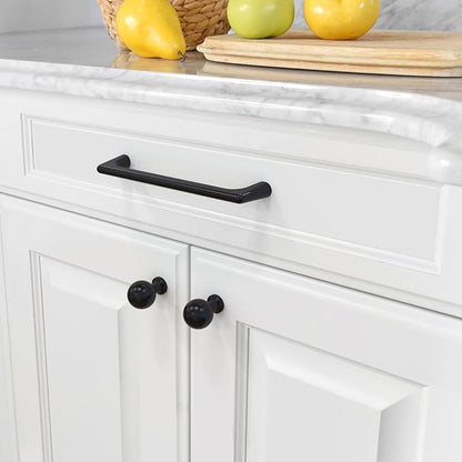 Amerdeco 10 Pack Matte Black Cabinet Knobs Single Hole Cabinet Pulls Round Kitchen Cabinet Knobs Solid Drawer Knobs Dresser Knob for Bathroom Cabinets ZH0041