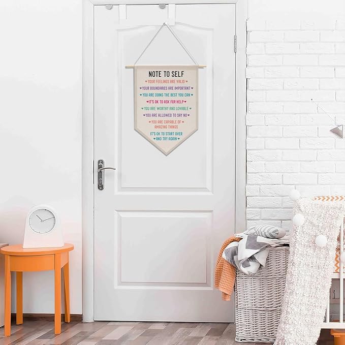 Positive Psychology Affirmations Therapy Office Decor, Back to School Decorations Canvas Hanging Pennant Flag Banner Wall Sign Decor for Bedroom Classroom Playroom Game Room Front Door