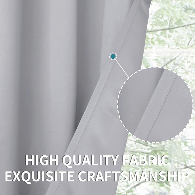 BGment Room Darkening Curtains 63 Inches Long - Grommet Thermal Insulated Drapes Window Treatment Curtains for Bedroom, 2 Panels, 70 x 63 Inch, Light Grey