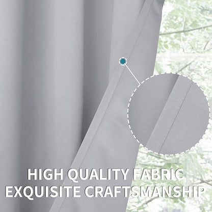 BGment Room Darkening Curtains 63 Inches Long - Grommet Thermal Insulated Drapes Window Treatment Curtains for Bedroom, 2 Panels, 70 x 63 Inch, Light Grey