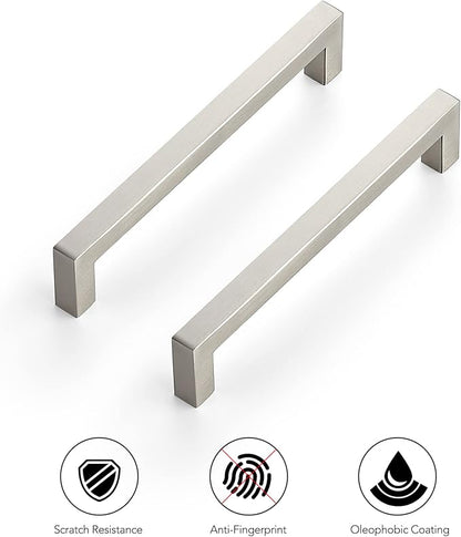 Ravinte 32 Pack 6-1/4 Inch Kitchen Square Cabinet Handles Satin Nickel Pulls Brushed Nickel Kitchen Cabinet Hardware Handles for Cupboard Drawer Pulls