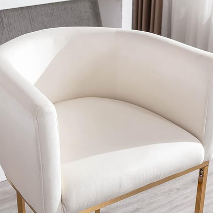 Modern Counter Height Velvet Upholstered Bar Stool, 24" Kitchen Counter Island Stool Bar Chairs with Gold Metal Frame for Kitchen Island, Cream