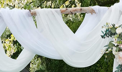 LinenZone White Window Scarf Valance in 288 Inch Size. Use Window Scarves as Canopy Bed or Backdrop Curtains, Curtain Scarf, or Sheer Fabric for Draping. (Amazing 55 x 288, White)