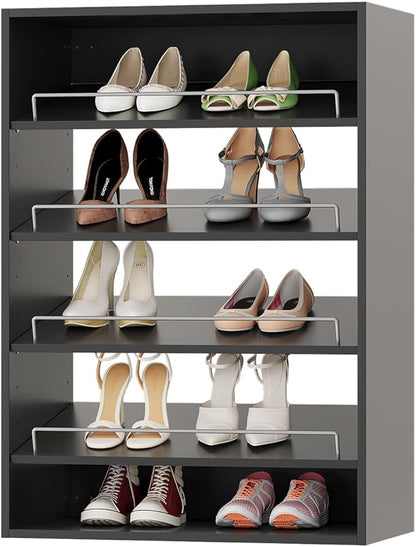 ROOMTEC 25.5" Shoe Shelf Short Tower Closet Unit, Modular Closet System with Shelf, Wardrobe Organizer for Bedroom or Walk-in Closet, Wall Mounted, Customizable Clothes Storage Unit, Black