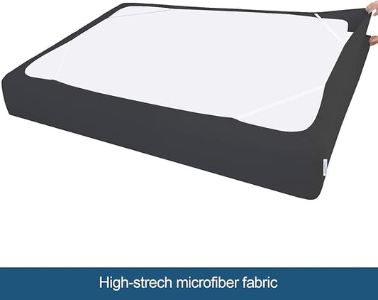 Box Spring Cover Twin Size, Alternates for Bed Skirt, Smooth and Elastic Woven Fabric Wrap Around 4 Sides of The Box Spring, Wrinkle & Fading Resistant, Washable, Dustproof, Black